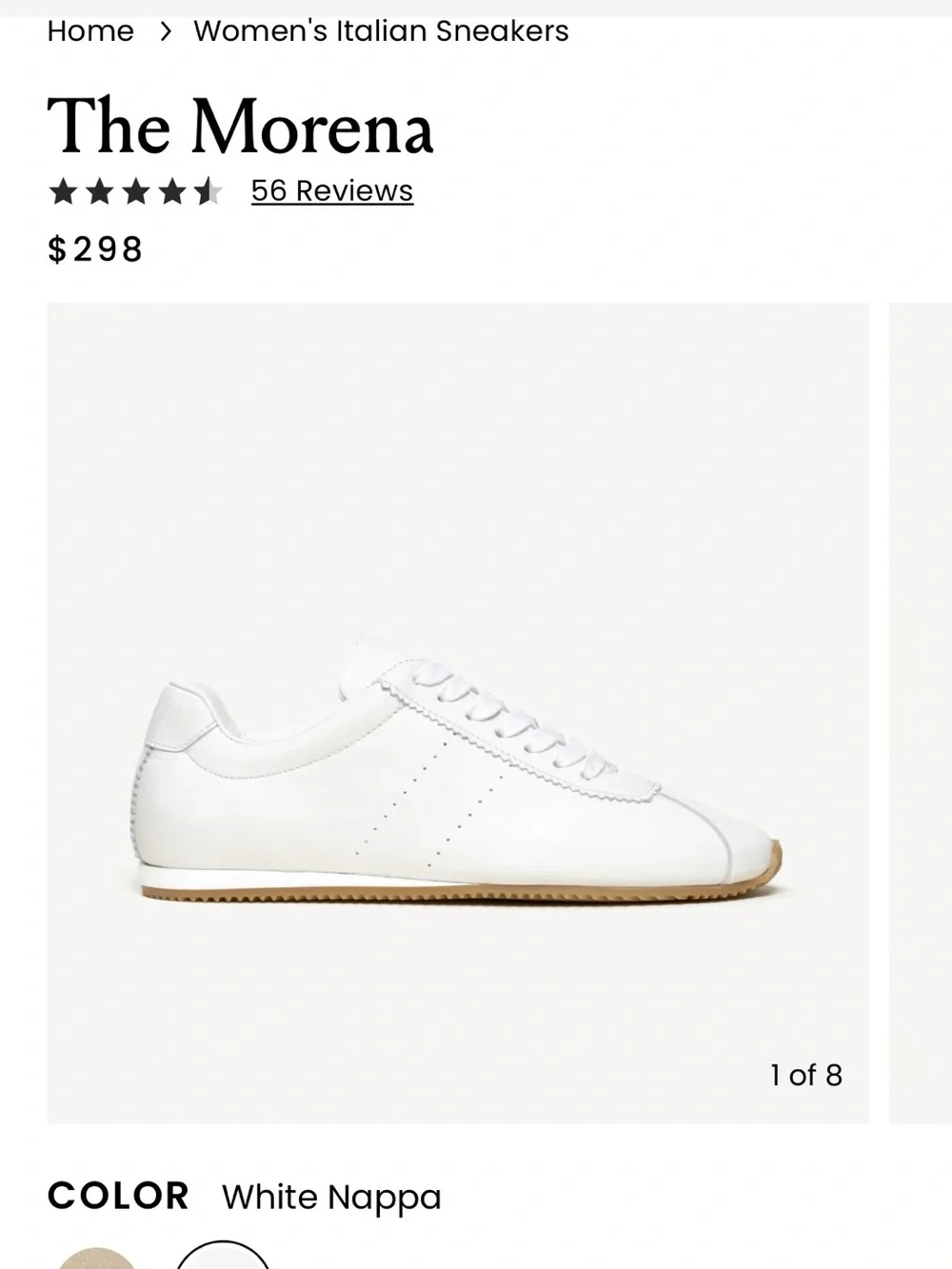 M.GEMI The Morena White Nappa Leather Sneaker size 37 ( women’s 7)